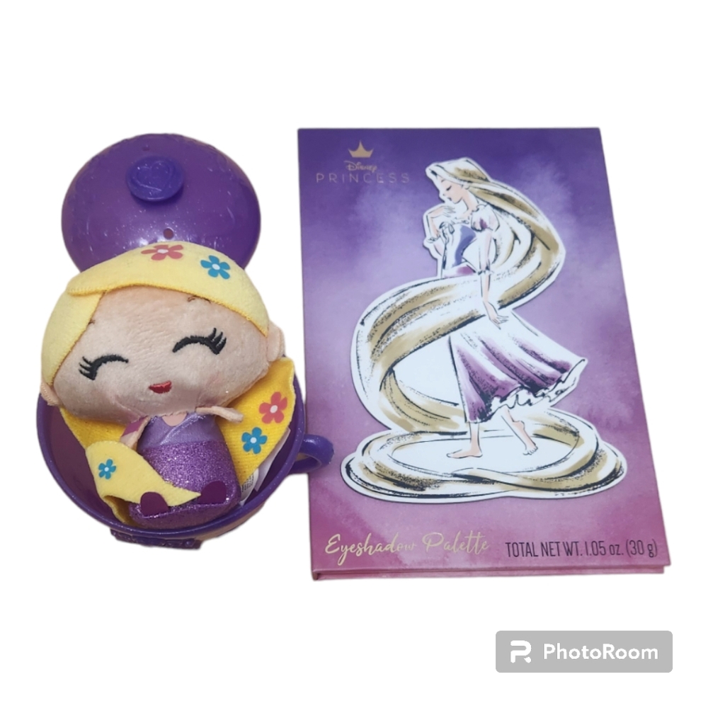 Disney Tangled Rapunzel Teacup Plush Figure & Eyeshadow Palette Bundle